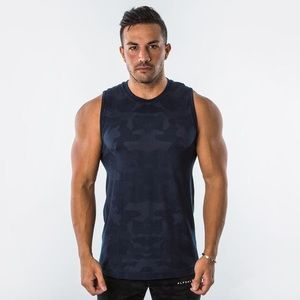 Alphalete Seamless Navy Camo Tank (Large)